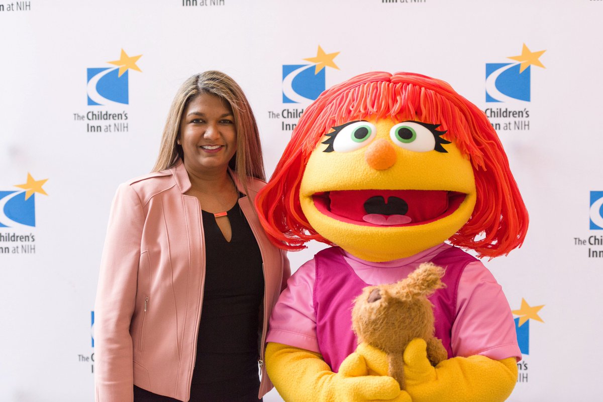 SesameWorkshop's tweet photo. The @NIMHgov hosted a special event for #AutismAwarenessMonth featuring our own @DrBetancourtSST, Mindy Fila, Autumn Zitani, and of course, Julia. Jeanette, Mindy, and Autumn discussed the creation of Julia along with our work to increase public understanding around autism. https://t.co/ivdO1MHjz0