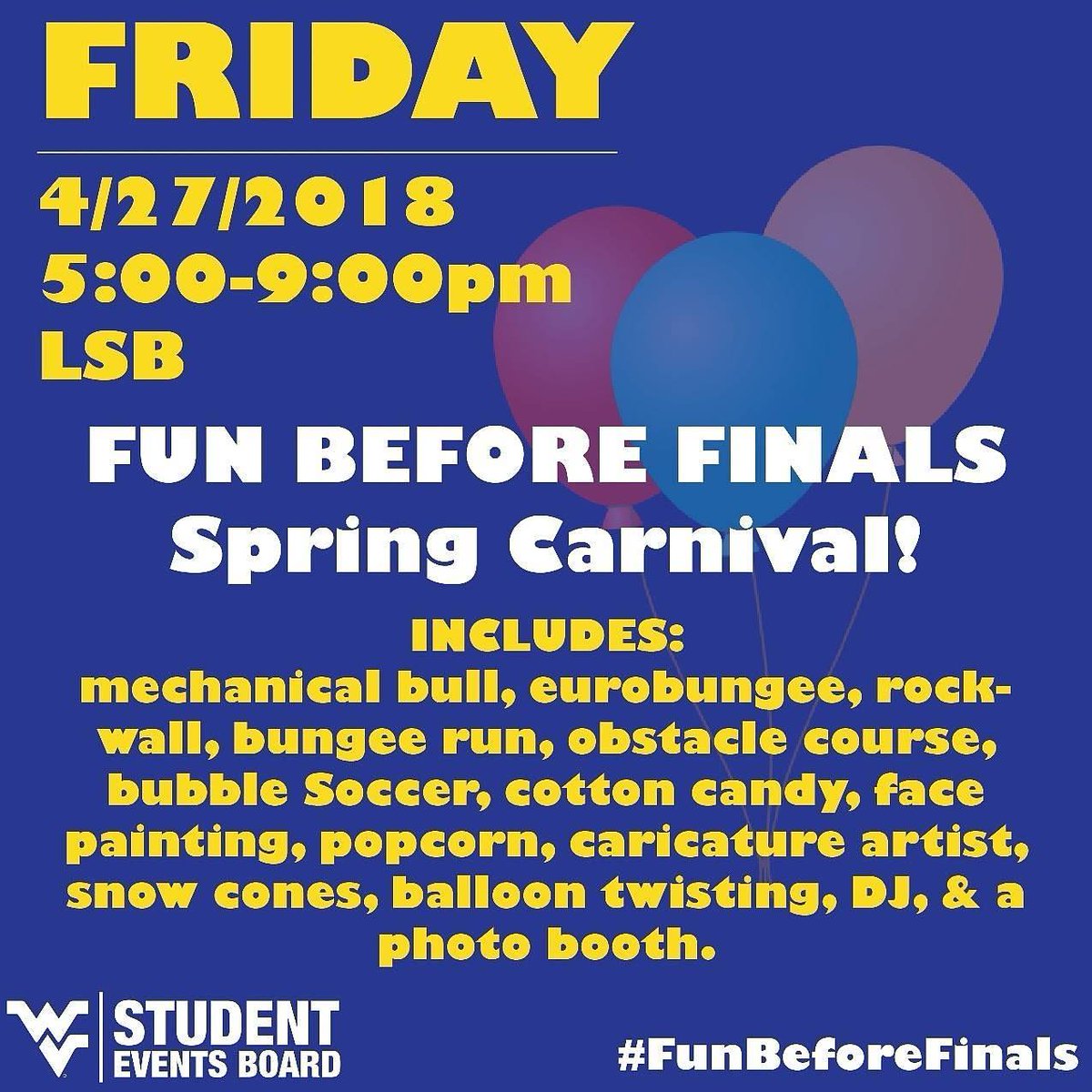 wvuseb's tweet photo. Starting soonβΌοΈβΌοΈ #FunBeforeFinals https://t.co/x4nnnuFz3j