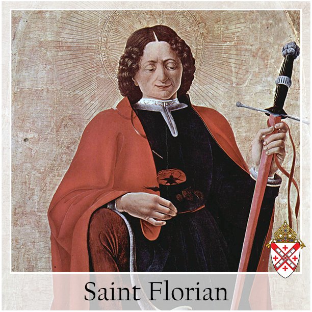 NY_Arch's tweet photo. Today the Church remembers Saint Florian, patron saint of firefighters. Pray for us! #FNDY https://t.co/SS9FdM0saG