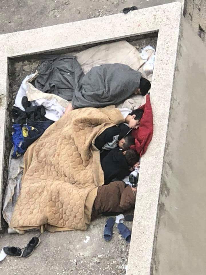 asaadhanna's tweet photo. Syrian children sleeping on the roof of one factory they are working in it in Maarish southern Turkey. https://t.co/pw678TnjU4