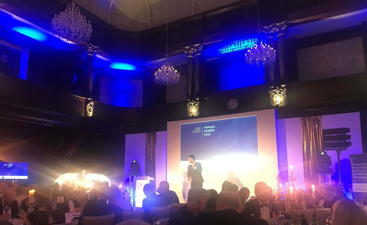 CardiffLawSoc's tweet photo. Our entertainment for the night is on stage and dessert has landed - a perfect moment before our #CDLSdinner awards start! #legal #cardiff https://t.co/1XUr4jtM9q
