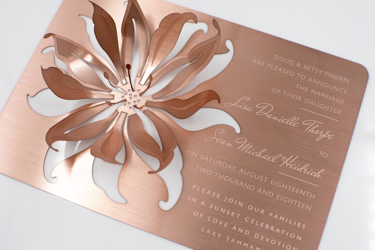 The Lily invitation in rose gold is simply perfection. #invitations #weddinginvitations