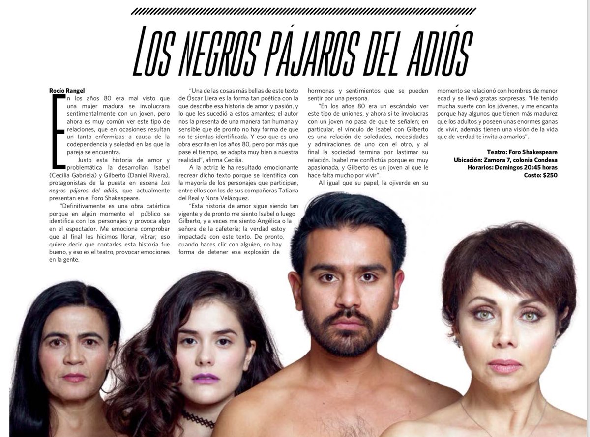 viogg_rp's tweet photo. Gracias a @EstiloDF por rconendar este fin de semana @PajarosAdios 

Le quedan pocas semanas, recuerden que los domingos en la noche, también hay #teatro 🎭

8:30pm en el @ForoShakespeare con @CECILGAB11 @TatianaDelReal @DanielRivN y Nora Velázquez. 🎭 https://t.co/gtNCchve3p