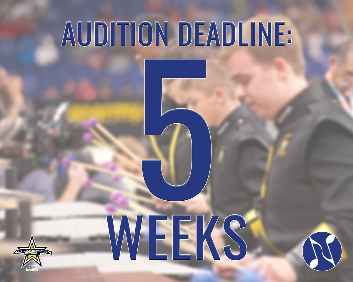 5 more weeks remain to audition for the <a href="/AllAmericanBand/">All-American Band</a>! High school juniors, sign up and audition for free at noteworthyrecruiting.com!