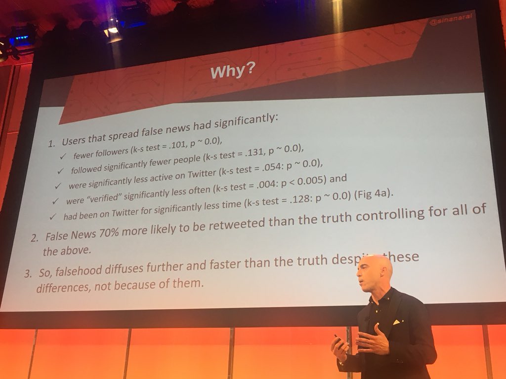 andrewagner's tweet photo. #MITIDE Future of Work closing keynote: the truth about false news by @sinanaral discussing measures across regulation, labeling, incentives and technology such as #AI to prevent the end of reality https://t.co/9XXYg5BZla