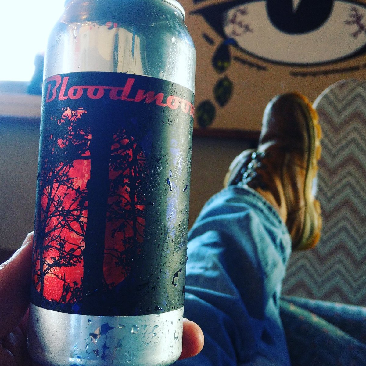 BlueTarpBrew's tweet photo. A long day of canning deserves a beer. #TarpLife
.
.
#bloodmoon #craftbeer #canningday #gabeer #beets #beetbeer #wheatbeer #bergamot #boots #feetup #friday #spring #bloodred #tallboys https://t.co/sMgqAimaip