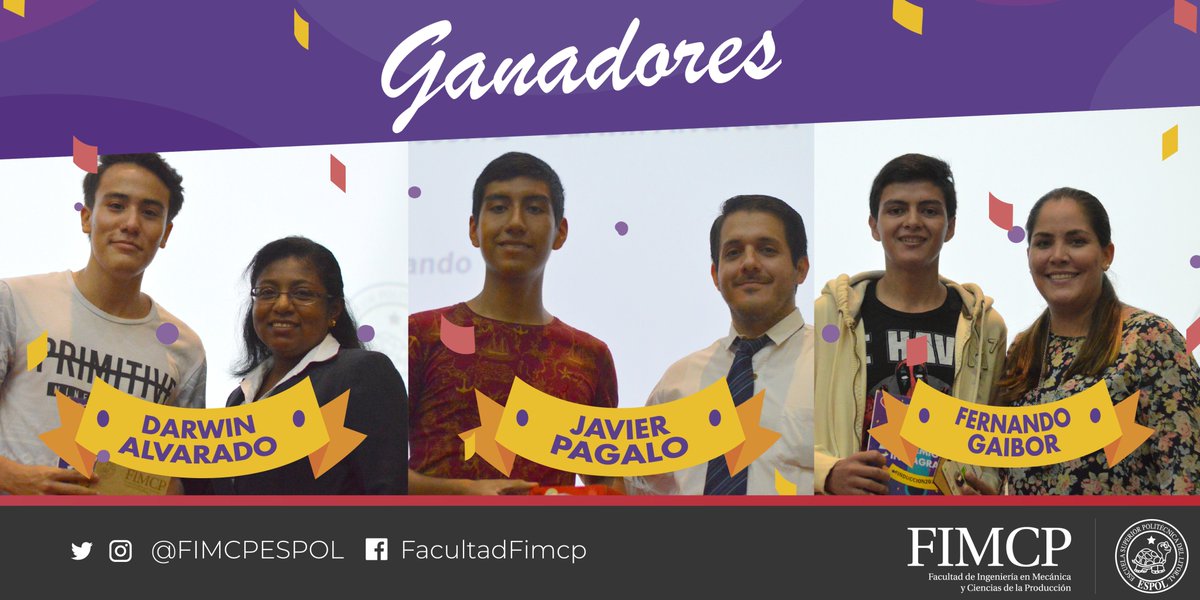 espolfimcp's tweet photo. Felicitamos a los novatos ganadores de nuestro concurso de redes sociales, Javier Pagalo, Darwin Alvarado y Fernando Gaibor estudiantes de la FIMCP
#induccion2018 #YoSoyESPOL https://t.co/6Xl2neP38D