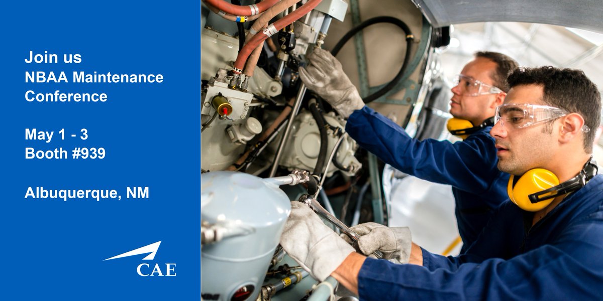 CAE_Inc's tweet image. Stop by our booth (#939) at next week's NBAA Maintenance Conference to learn more about our REALcase and Master Technician training programs.  #TrainWithCAE #REALcase #MXtraining