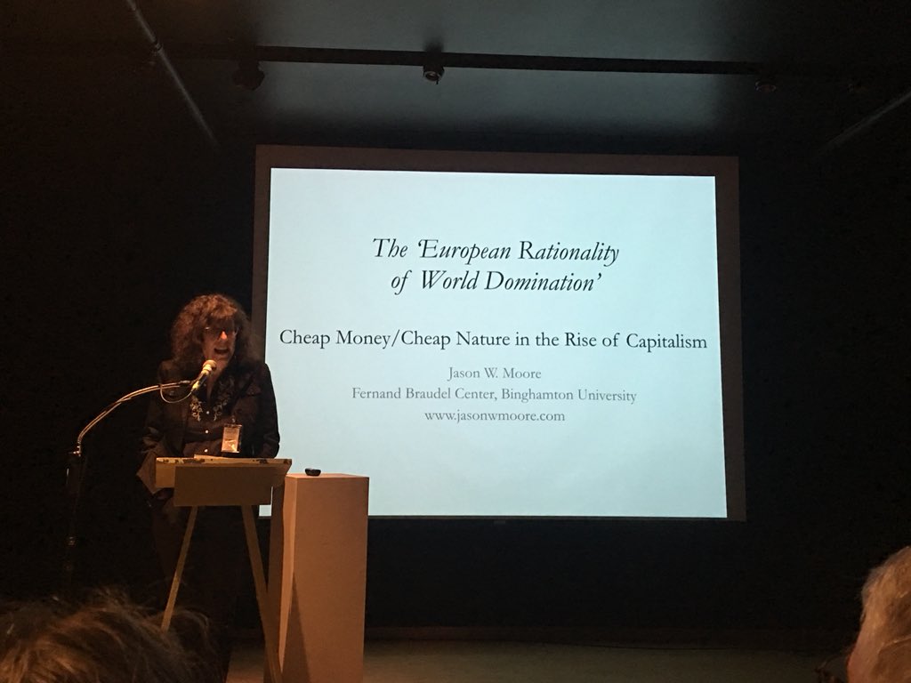 jordangeiger's tweet photo. Matters of Currency symposium: Stephanie Rothenberg introduces keynote speaker Jason W. Moore. #moneylab5 https://t.co/QiUah0S8Qm