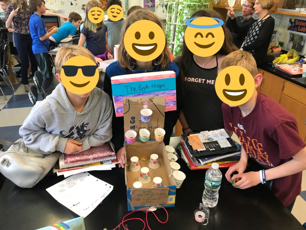 MsKaylaTaylor's tweet photo. We spent the day sharing our engineering design challenge projects from this week. The challenge was to create a game inside a shoebox, look at all that our 5th graders created with magnets and circuits!🎯🕹 I’m going to miss these engineers!😔❤️ https://t.co/hPzf6R4IrM
