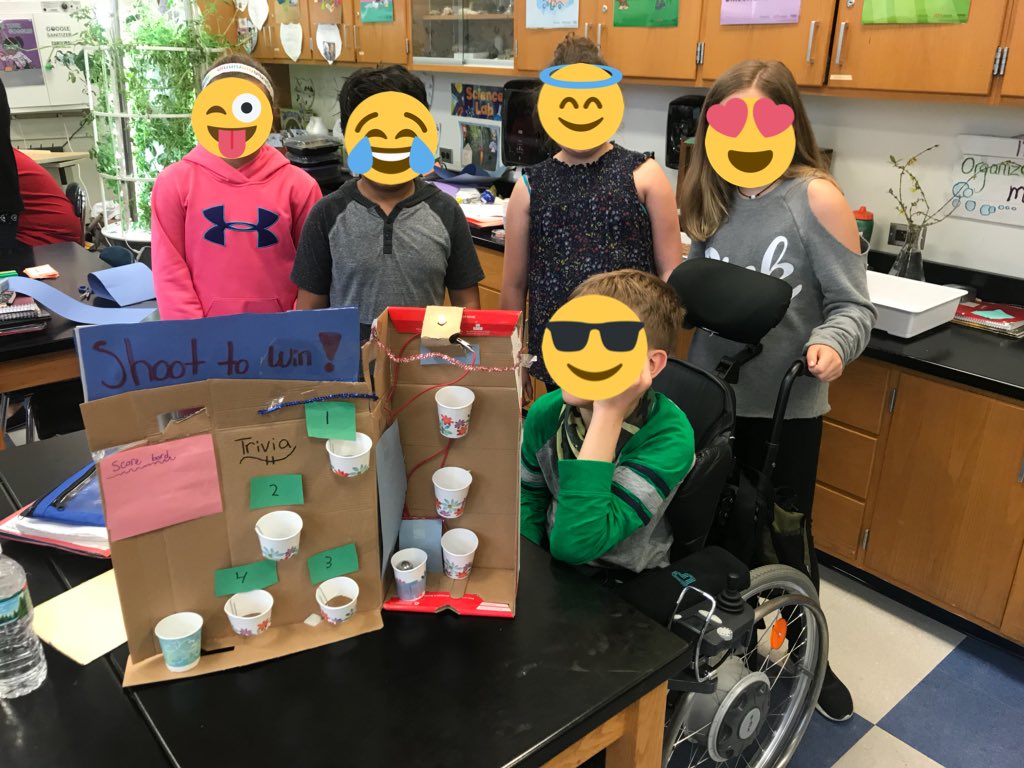 MsKaylaTaylor's tweet photo. We spent the day sharing our engineering design challenge projects from this week. The challenge was to create a game inside a shoebox, look at all that our 5th graders created with magnets and circuits!🎯🕹 I’m going to miss these engineers!😔❤️ https://t.co/hPzf6R4IrM