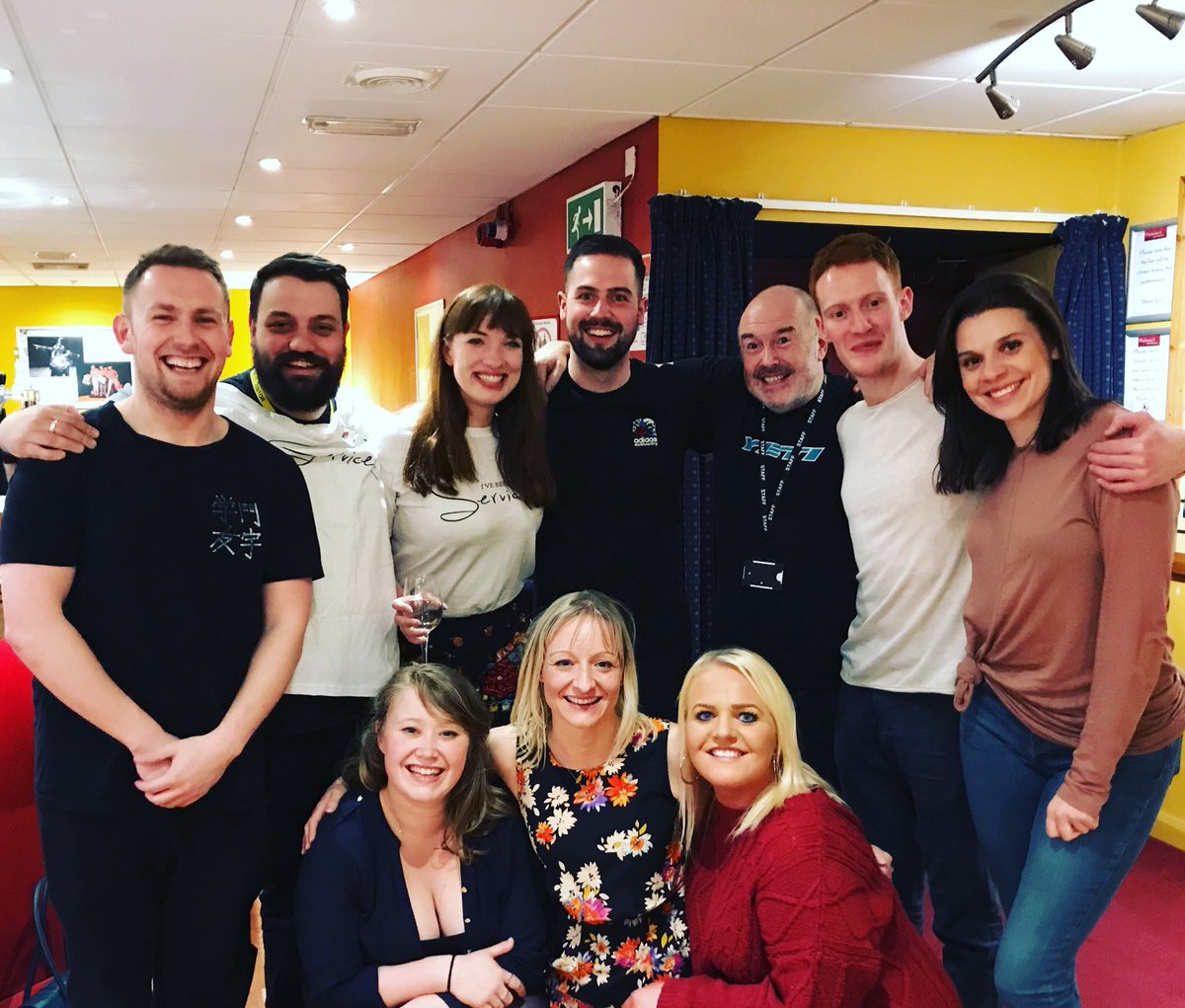 Playhouse2Shaw's tweet photo. What a show! Night one of the #ServiceTour at Playhouse 2 is complete, bring on tomorrow 👍 here are the cast with some of the Playhouse 2 gang #theatre @clocktower_tc https://t.co/aKJECIMu1q