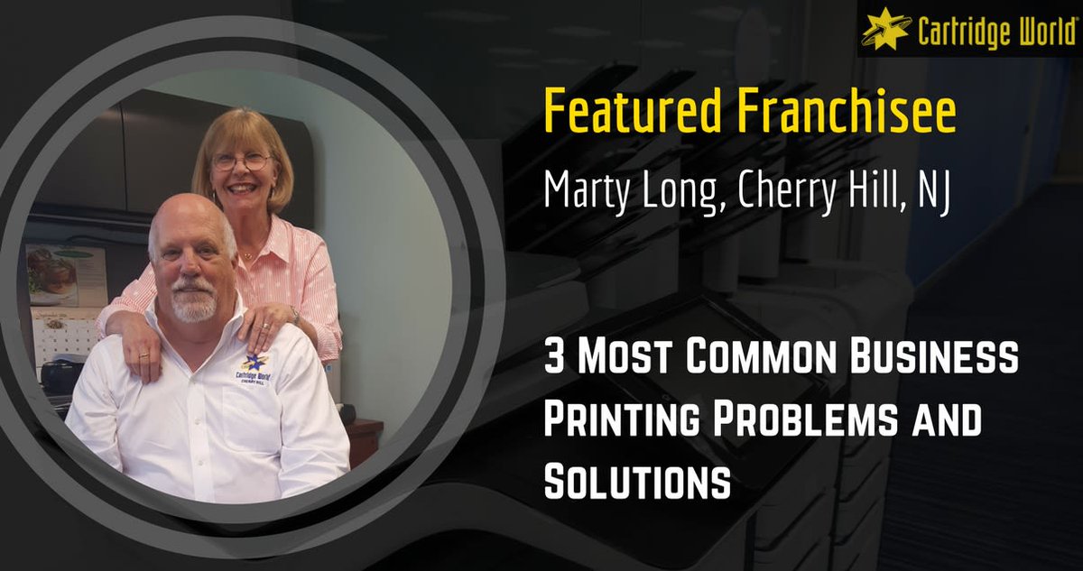 Ink_Toner_CW's tweet photo. Businesses can run into printing problems, &amp; this can slow overall workflow. Cartridge World #franchisee Marty Long @cworld_CH has addresses these common concerns &amp; provides optimized solutions. Learn about the 3 Most Common Printing Problems &amp; Solutions https://t.co/NbrYioPHZd https://t.co/sNLJ9MDiGw
