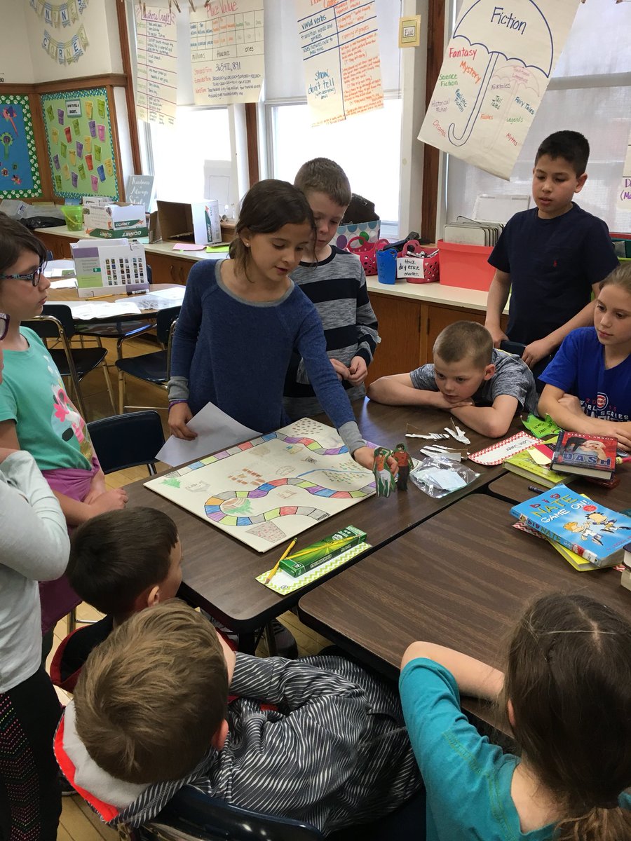 petersen4th's tweet photo. Learning about a student-made board game based on The Percy Jackson series. “Can we play? Can we play?” Lots of excitement! #ogdenavenuepanthers https://t.co/v6PqFwSGxE