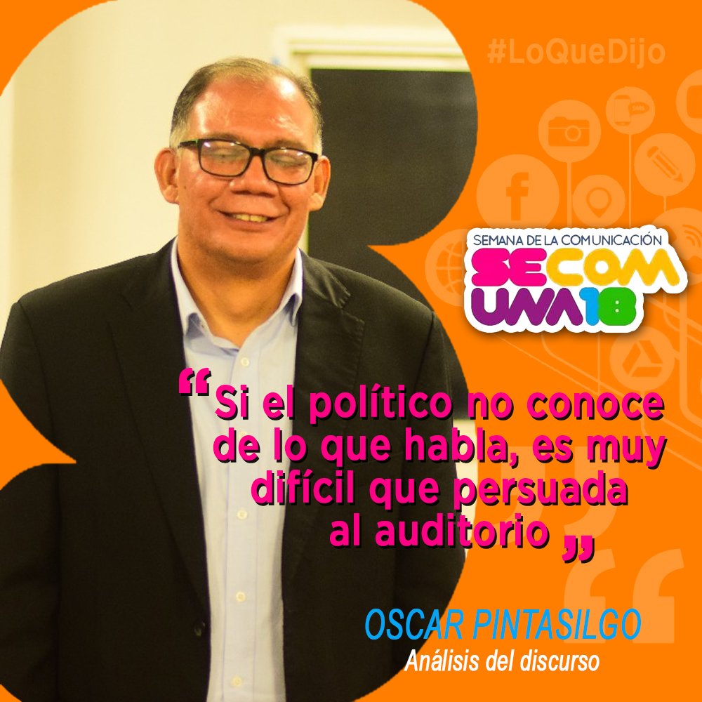 SECOMUNA's tweet photo. #LoQueNosDejó
"Si el político no conoce de lo que habla, es muy difícil que persuada al auditorio" @OscarPintasilgo
Análisis del discurso #SECOM2018 https://t.co/GZVnXc4q9m