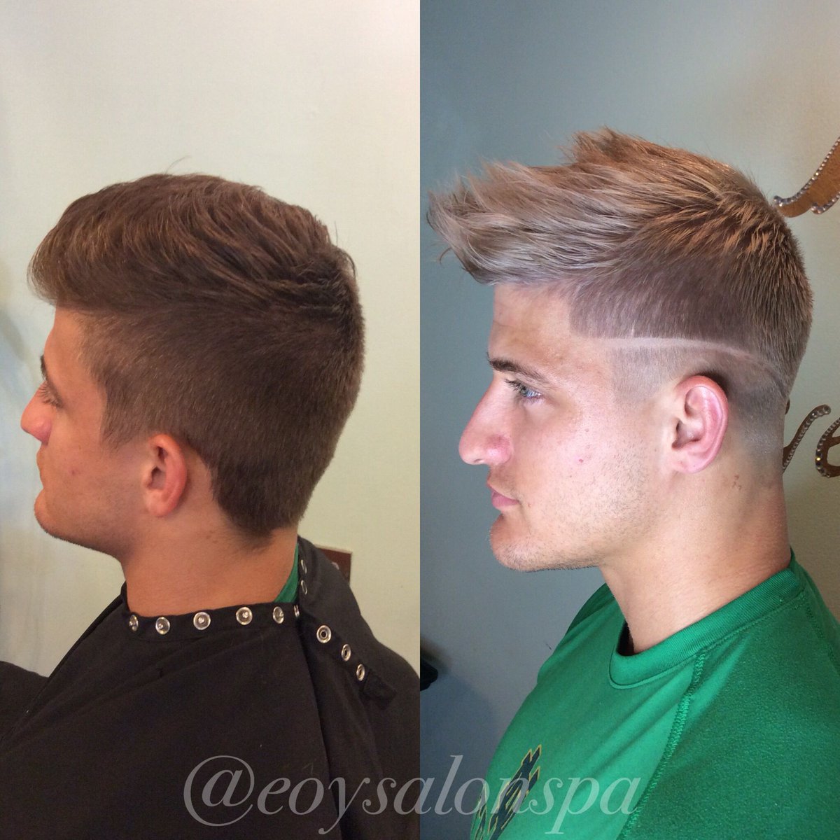 Yasss 🙌🏼 Men get their hair done too! Love this transformation done by our stylist Amber! 😍 #menscut #menscolor #fade #design #tampabarber #tampa #tampasalon #eoysalonspa #blondeice #behindthechair #americansalon