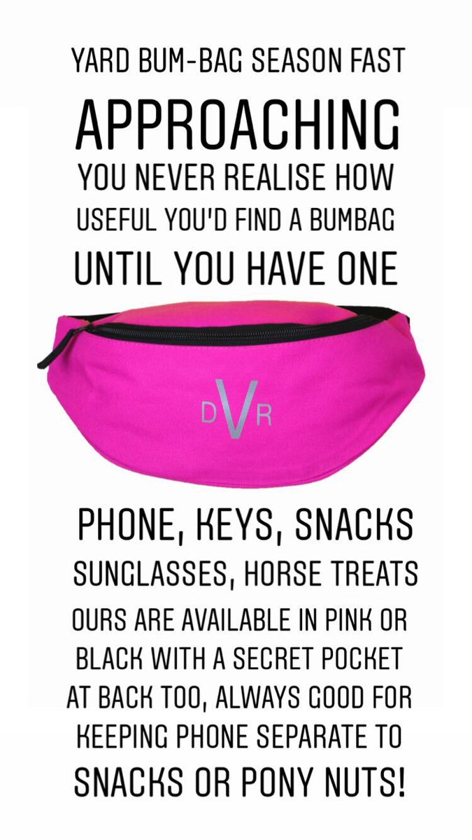 DVR_Equestrian's tweet photo. Our yard bum-bags are available in pink or black at https://t.co/7ov8nJCT53 ✨ #practicalproducts #equestrianwear #247equestrian https://t.co/J7MhHuu1m6