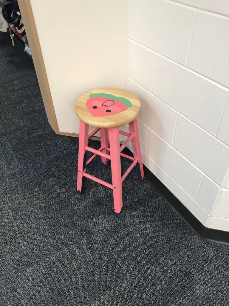 LeopardsLES's tweet photo. ❤️ Art Club project- personalized chairs! Love how colorful they make our school! Thanks for sharing your talent with us! @LeopardsLES @Lrncooper #teachLES @bvschools https://t.co/5PJF17vdSw