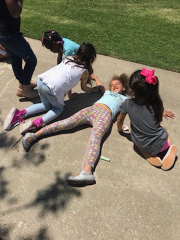 MrsMoman's tweet image. Working our way through the ABCs as we finish the year! Day 24 is letter C! Communicating with Chalk! #HuffmanPYP