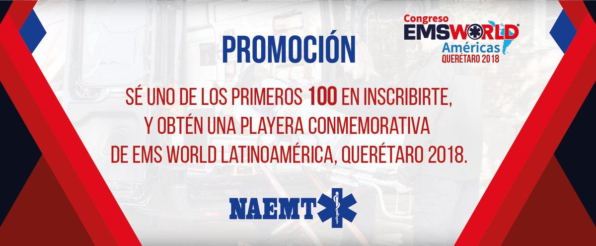 EMSWorld2's tweet photo. ¡Apresúrate!, aun estas a tiempo de conseguir una de las 100  playeras conmemorativas registrándote al congreso EMSWorld Américas, Querétaro 2018
https://t.co/OU1bYEyXFt
#EMSWorldAmericas #EMSQueretaro2018 #MedicinaDeEmergencias https://t.co/YKOmSLxgOb