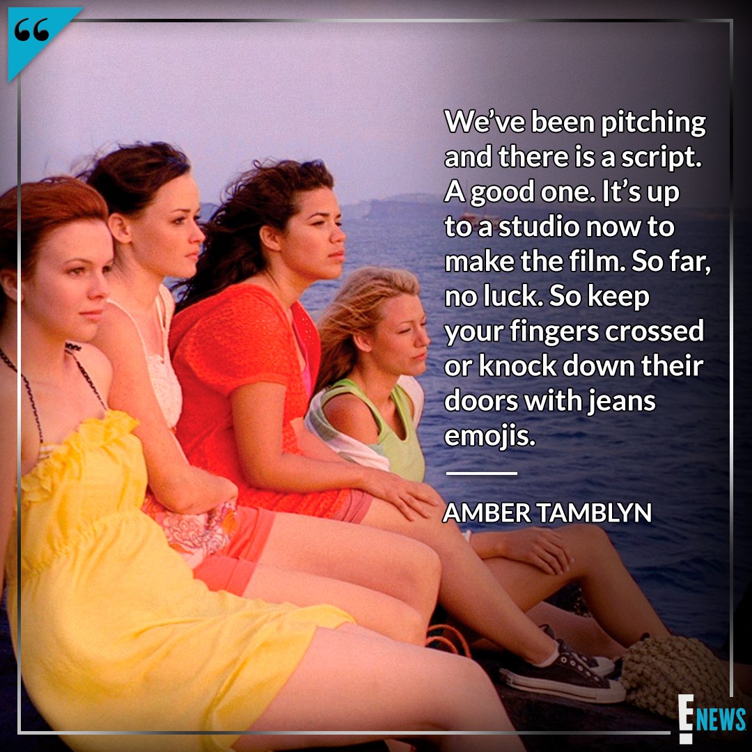 enews's tweet photo. No matter how far they travel on their own separate paths, somehow they always find a way back to each other: Tibby, Lena, Carmen &amp; Bridget may be getting back together (If you send enough 👖emojis.) https://t.co/UK0CiJXAMH