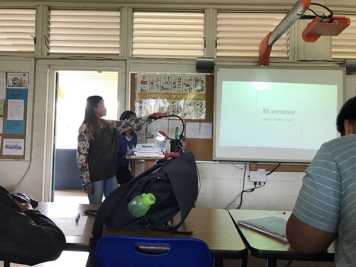 808Bray's tweet photo. Why it was BILL-T!
Students in Kajihiro’s third period, Participation in Democracy, present slides on the different amendments in the Bill of Rights and why they were made, “to protect morality!” Lauren said. #snwhs https://t.co/2Z2bisprz9