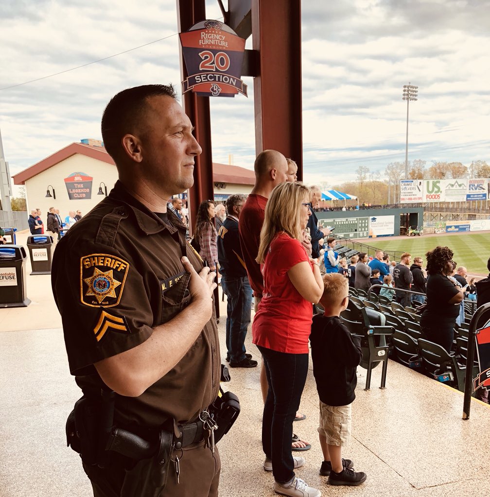 CCSOMD's tweet image. Cpl. Smith and PFC McPherson providing security at the opening night of baseball at @BlueCrabs! Beautiful evening and great company⭐️⚾️ #playball #servingandprotecting #PolTwt