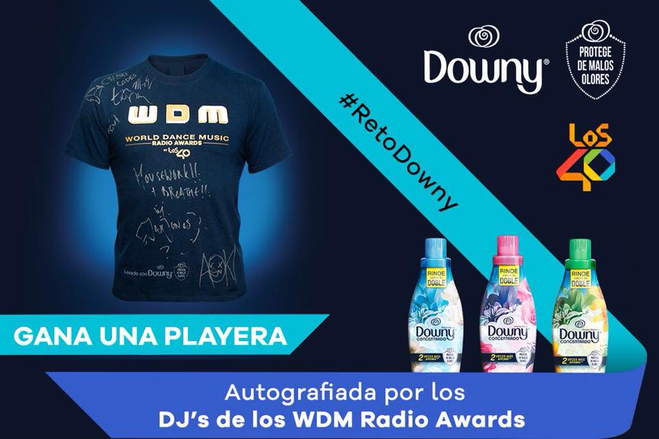 los40mx's tweet photo. Tenemos para ti una playera autografiada de los DJ´s de los #WDMRadioAwards y un boleto doble para la obra @los40elmusical . Únete al #RetoDowny ¡Participa! @DownyLatino   https://t.co/AKPLpgiOXU https://t.co/Q7PefGaKsV