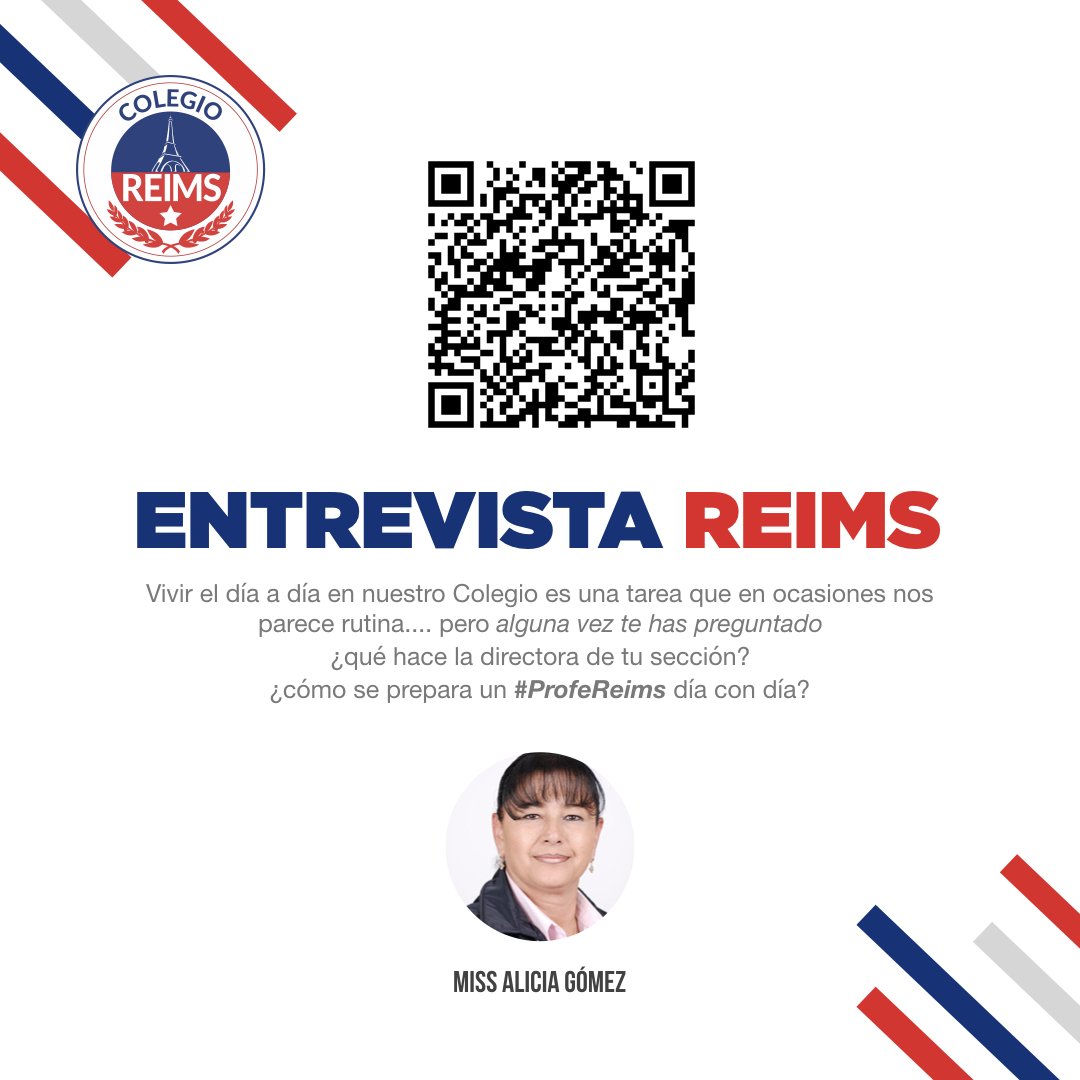 ReimsOficial's tweet photo. #EntrevistaReims
¿Qué hace la directora de tu sección? ¿Cómo se prepara un #ProfeReims día con día?
¡Escanea el código y descúbrelo! https://t.co/7RtCFCkmrB