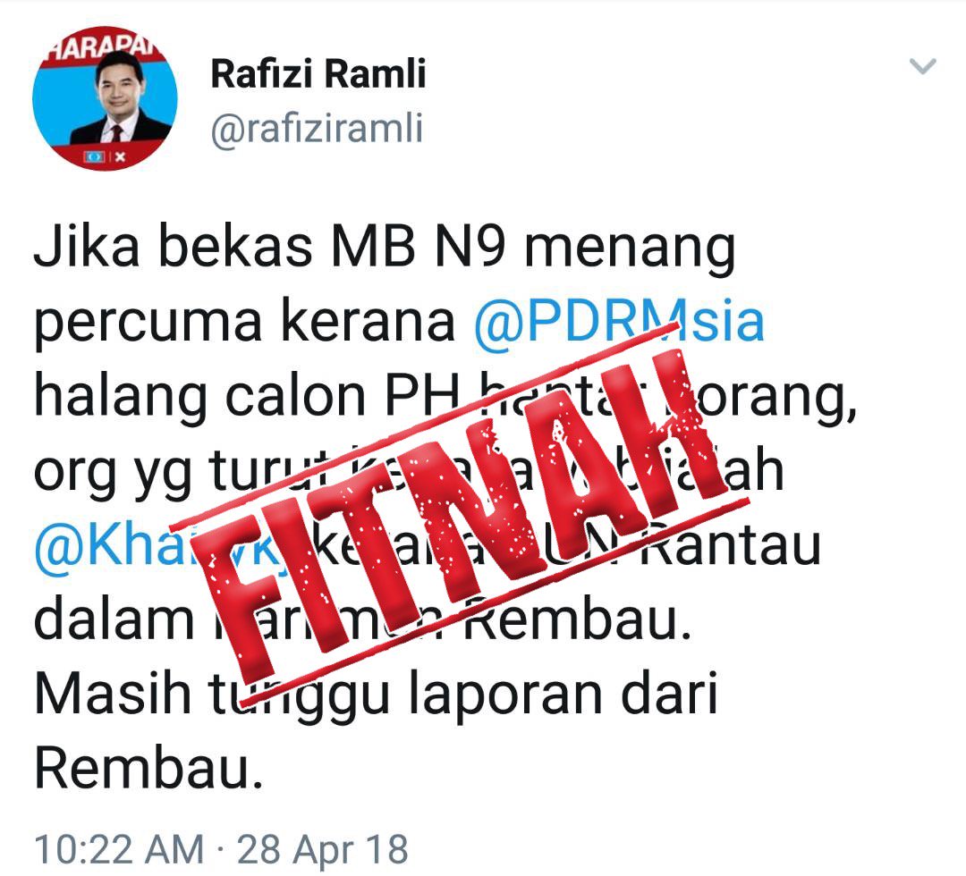 NajibRazak's tweet photo. Memang kerja menghasut, calon sendiri yang tak bersedia salahkan PDRM pula. Sudahlah Rafizi. #TsunamiPHitnah https://t.co/VwhBIz6zYd