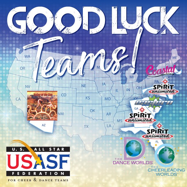 USASFcheer's tweet photo. Bet of luck to all of the teams competing this weekend! #USASF #AllStarCheer https://t.co/TIuLQjuDgQ