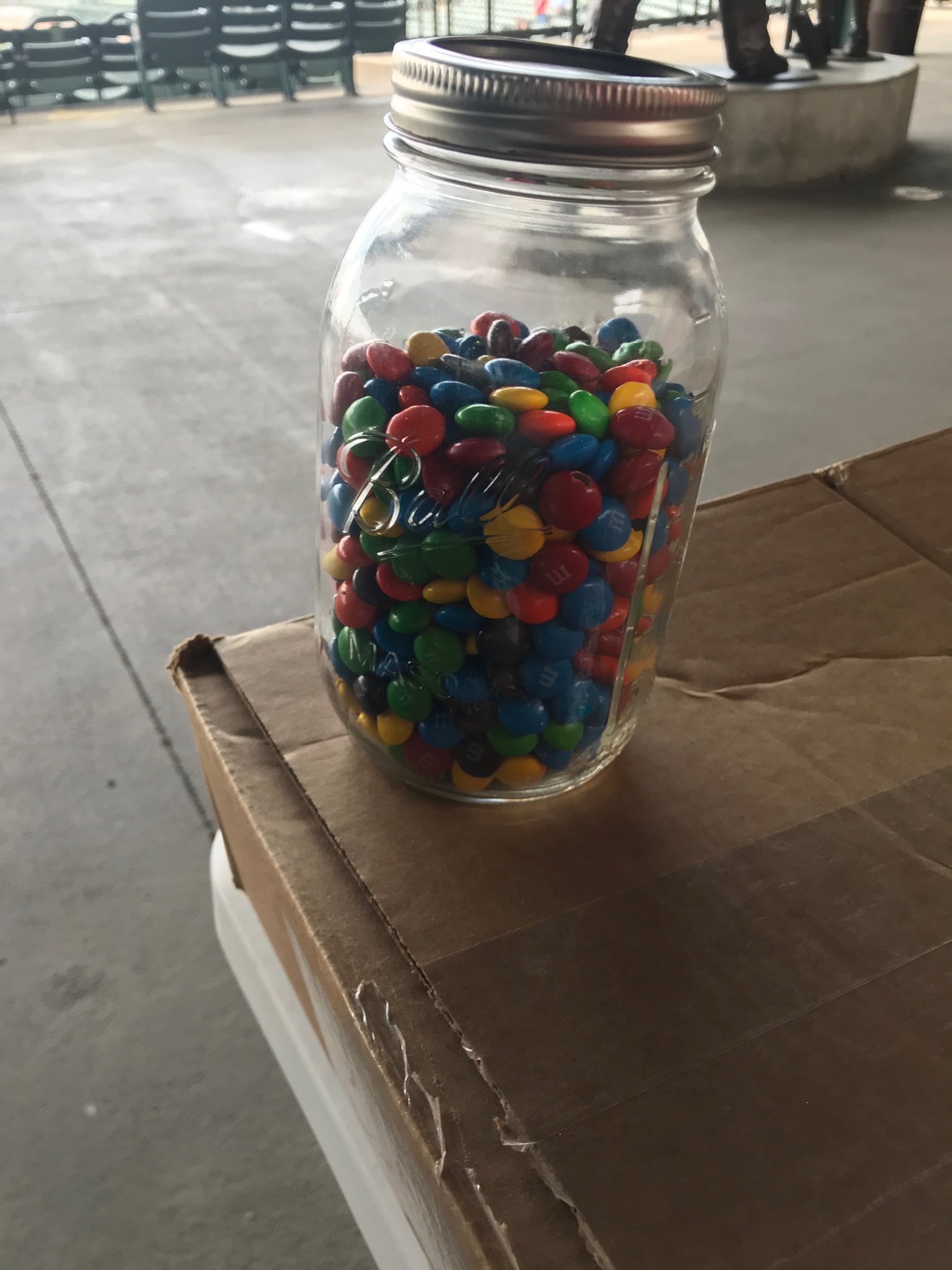 Bradley Baseball on X: How many M&M's in the jar. Tweet your guess.  Closest to the actual number wins a prize.  / X