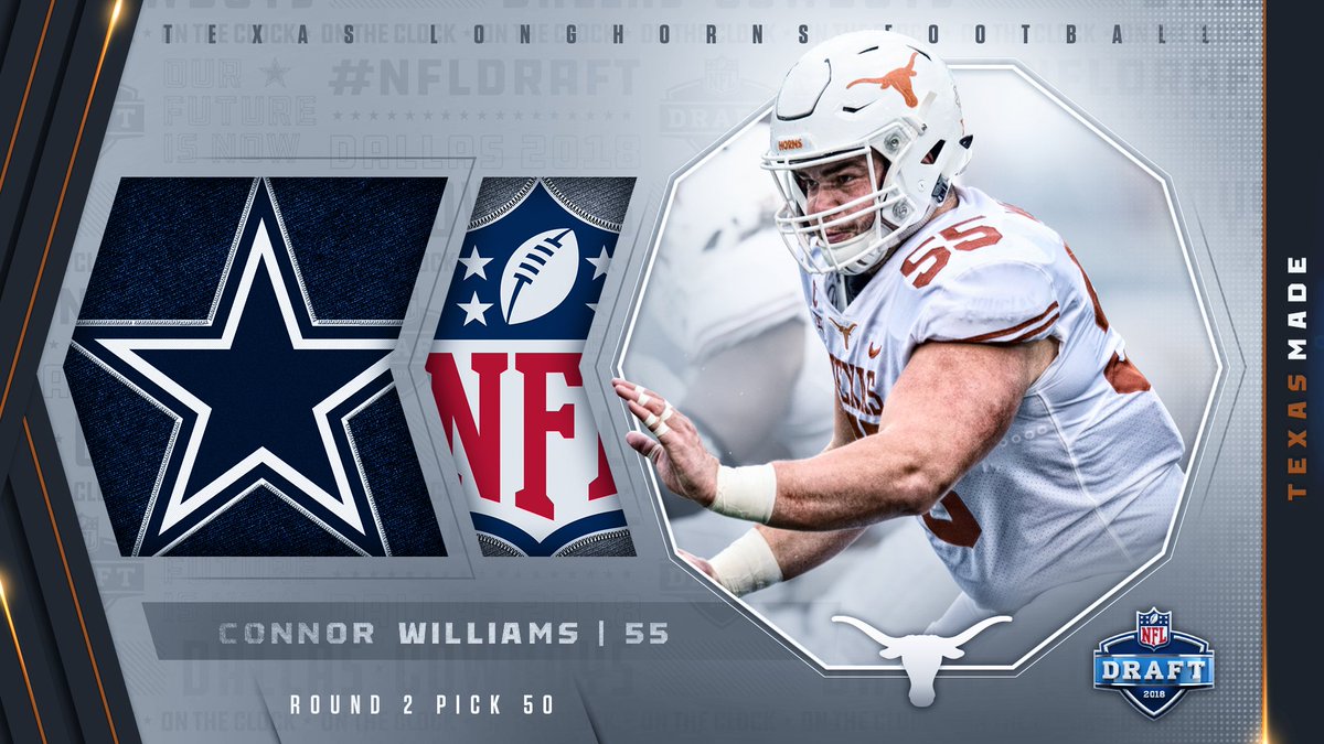 Texas Football (@texasfootball) on Twitter photo Texas Made. Staying Home. With the 50th pick, the <a href="/dallascowboys/">Dallas Cowboys</a> select Connor Williams! #ThisIsTexas #HookEm #NFLDraft #TexasMade @cwill Texas Made. Staying Home. With the 50th pick, the <a href="/dallascowboys/">Dallas Cowboys</a> select Connor Williams! #ThisIsTexas #HookEm #NFLDraft #TexasMade @cwill