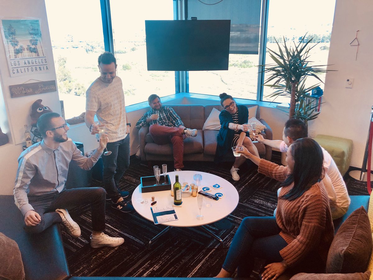 Telesign's tweet photo. Winding down another great week in our #winedown corner. 🍷 #telesigntogether https://t.co/CqXte1iEmP