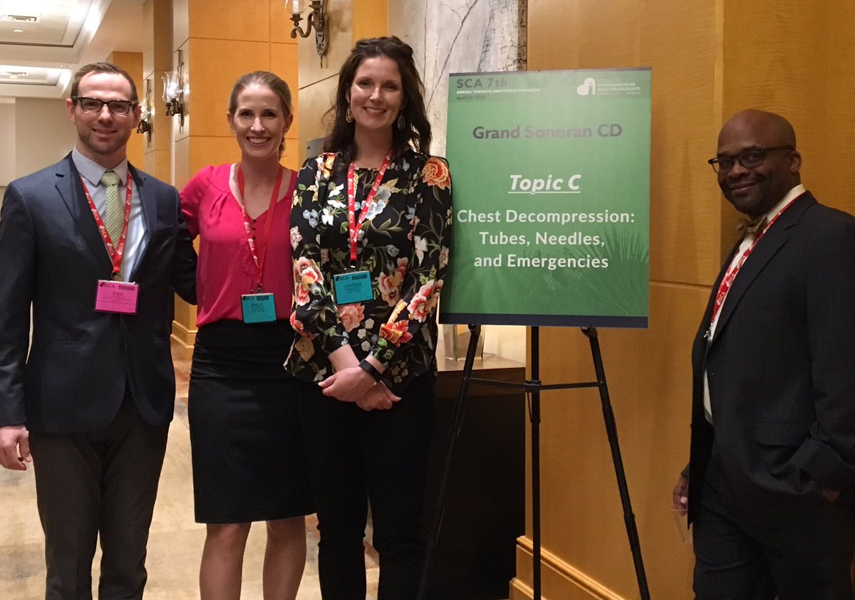 LKolarczyk_MD's tweet photo. Chest Decompression Workshop Core Faculty:  Drs. Rosenkrans, Teeter, Kolarczyk, and Haithcock.  Representing @UNC_Anesthesia and @UNCSurgery at the national level!  #SCA2018AM #SCA2018TAS https://t.co/OUY1kOIayM