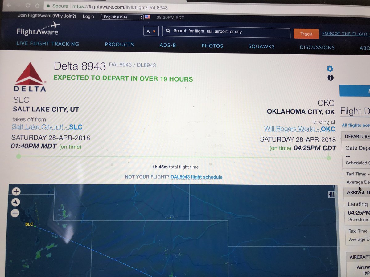 Applefox13's tweet photo. I'm worried...the #UtahJazz pilots are anticipating a loss tonight and a game 7 needed in OKC. Let's hope they are just being conservative with their flight plans. #OKCatUTA #GoJazz #TakeNote https://t.co/dNRdroMl8Z