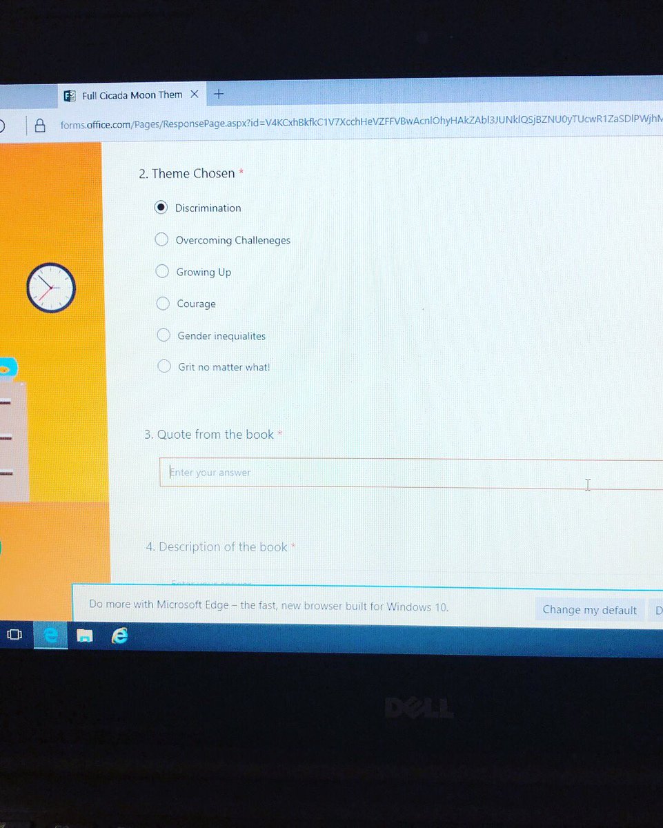 Google forms and Microsoft forms used today for our Full Cicada Moon Theme Cover Challenge #Ela #TeacherLife #friyay
