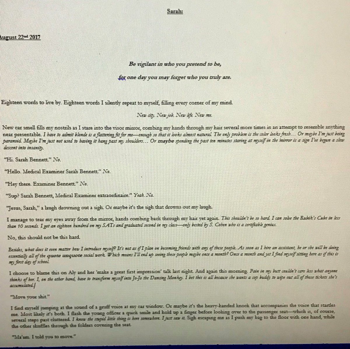 In celebration of reaching over the halfway mark in what is to be (hopefully) my last edit...to celebrate I wanted to share the first little bit. 
#SoundofSilence