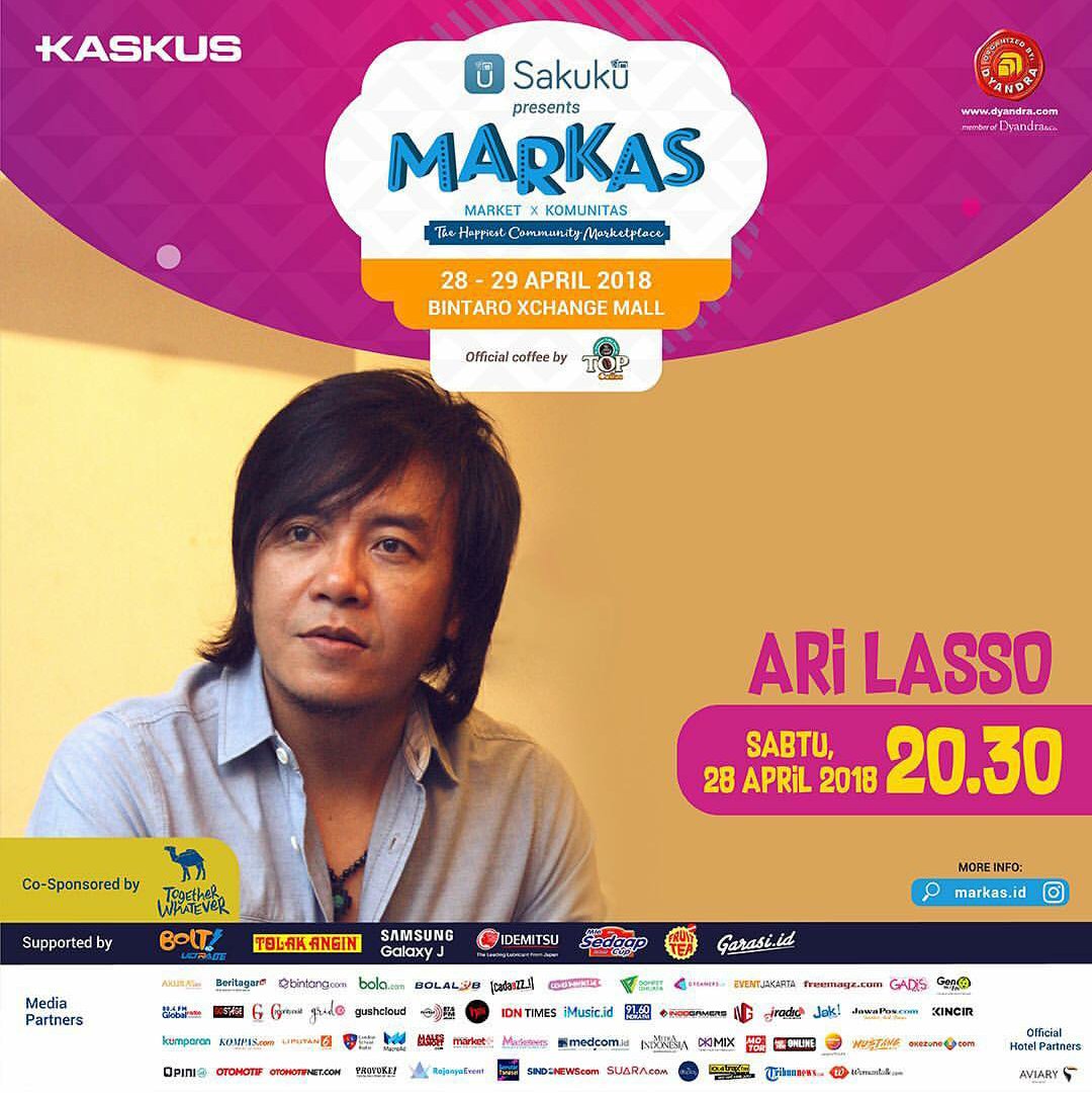 ARILASSO_INFO's tweet photo. Ayo felass malam ini meluncur ke Markas Kaskus 2018 #Bintaro #Xchange kita nyanyi dan loncat-loncat bareng @Ari_lasso ! #MARKAS2018 #bintaroxchange https://t.co/HrTlvmxybM