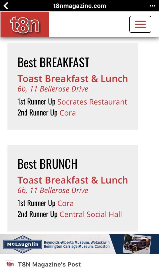 ToastBL's tweet photo. We are beyond grateful to all our amazing customers who voted for us and made us #1 for the third year in a row!!! Special thank you to our wonderful team who strive for excellence every day. 🥇

#bestofT8N #thankyou #stalbert #yeg #shpk https://t.co/LqS1ZAMRwK