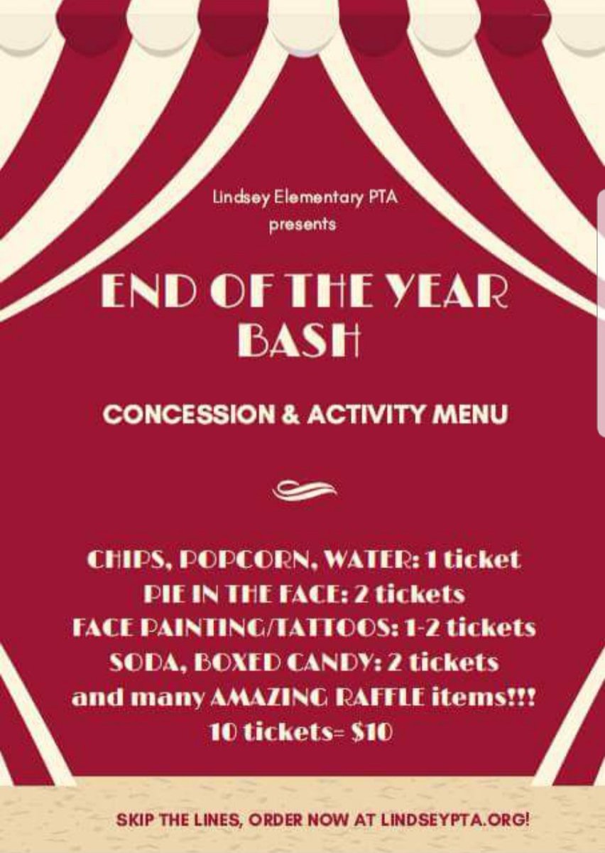 Friday, May 11 from 5-8pm
<a href="/LindseyElem/">Lindsey  Elementary</a>