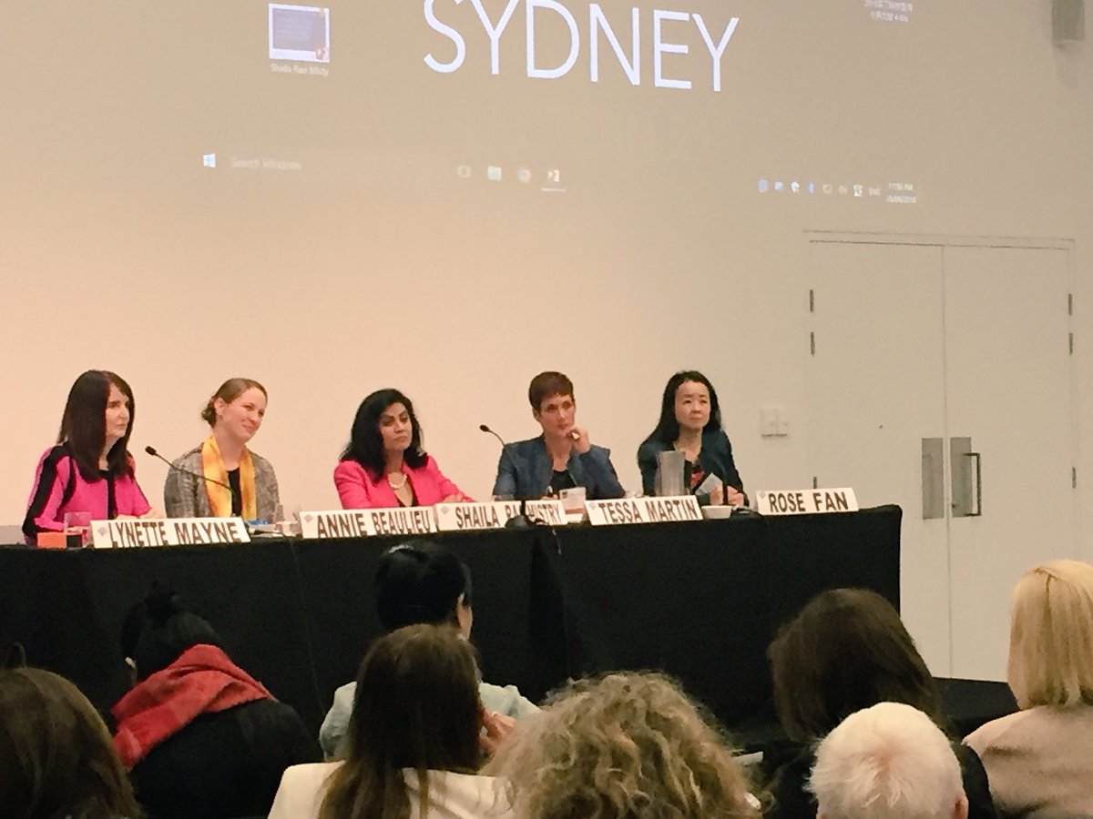CindyRPace's tweet photo. Informative #GSWSydney session on new business models for the 21 Century with #TessaMartin #ShailaRaoMistry #RoseFan @AnnieBeaulie #LynetteMayne. These women are running businesses with social impact @GSWSYD @GlobeWomen 👏🏽👏🏽 https://t.co/iTxbR5k73u