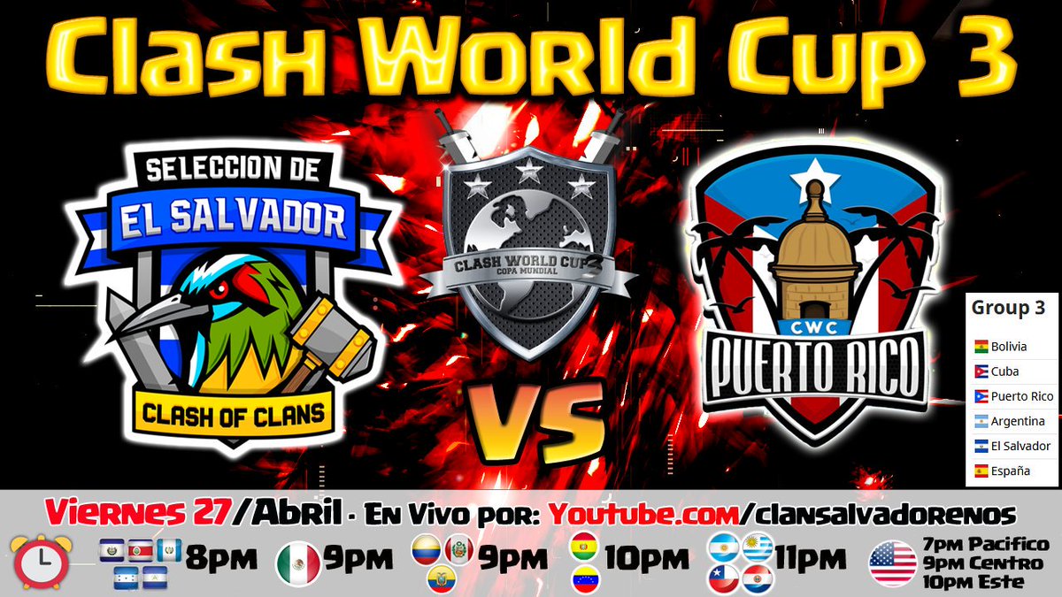 ÚNETE en este momento al encuentro en DIRECTO entre las selecciones de  @CWCElSalvador y @PUERTORICO_CWC en la segunda fecha de la  <a href="/ClashWorldCup/">Clash World Cup</a> - LINK: youtu.be/wqfvN3sma-w