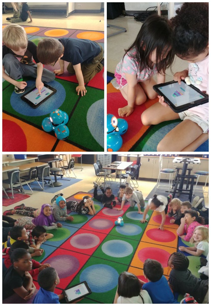 KatieSalmela's tweet photo. Coding with Dash the robot was the perfect finish to this week's "Computational Thinking" digital learning unit! Ss loved coding with Blockly and figuring out how to make Dash dance and laugh! @SkyOaksElem @WonderWorkshop #One91DLS https://t.co/K3uSIww2ou