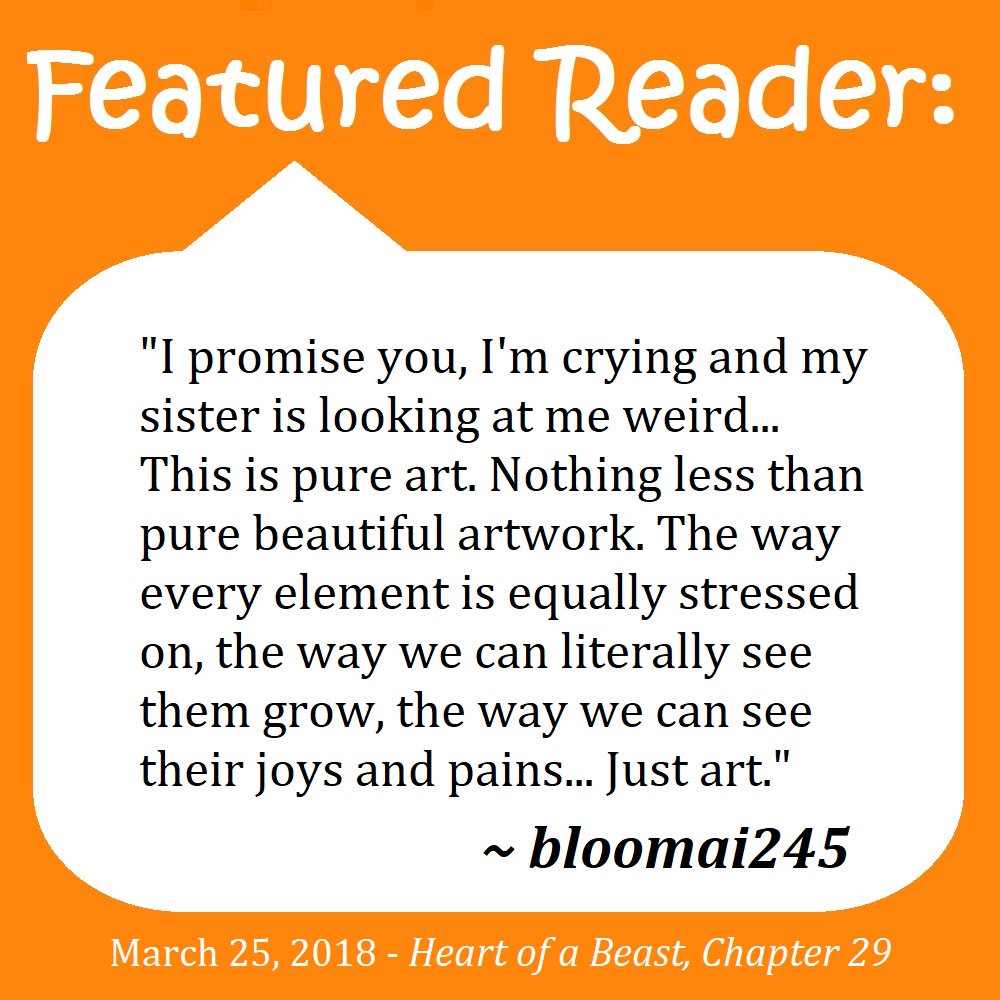 JoLeeHunt's tweet photo. #FeaturedReaderFriday - This is what I'm talking about! #Werewolves? #Art? Are the two possible together? IT SURE IS! #Thankyou bloomai245 for reading, commenting, & supporting #HeartofaBeast.
@HeartStonePack #Wattpad #Wattpadlife #writerslife #amwriting #appreciation https://t.co/jol0iH8RTs