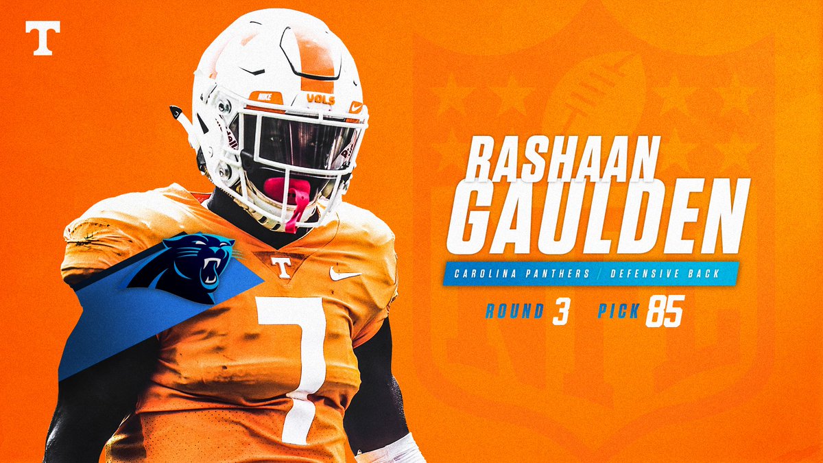 Vol_Football's tweet photo. 7️⃣ is headed to Charlotte!

Rashaan Gaulden ➡️ @Panthers 

#PoweredByTheT #VFL https://t.co/yGGITjAYhl