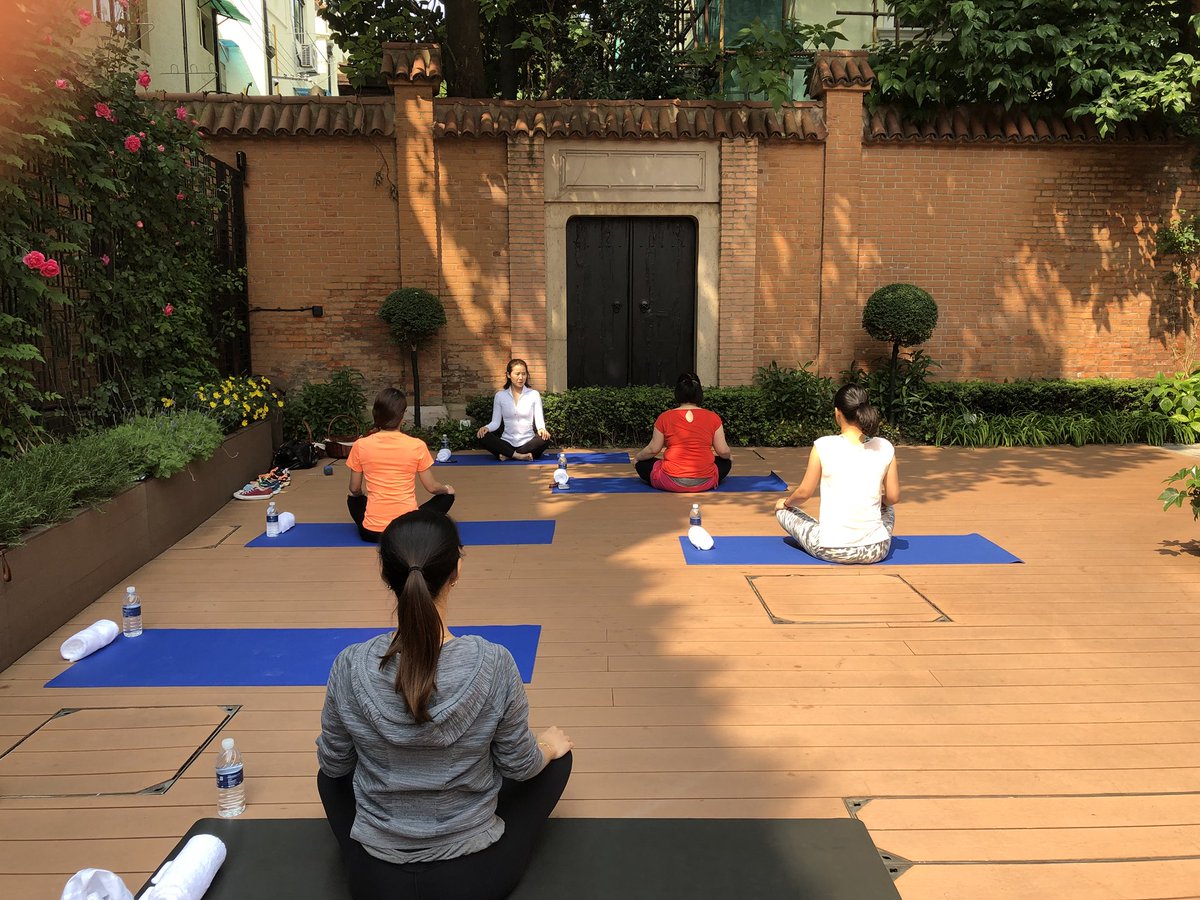 Attain #calmness and #peace of mind with our outdoor yoga every #Saturday morning at the #SecretGarden. #Namaste. 

#truecapella #capellashanghai #shanghai