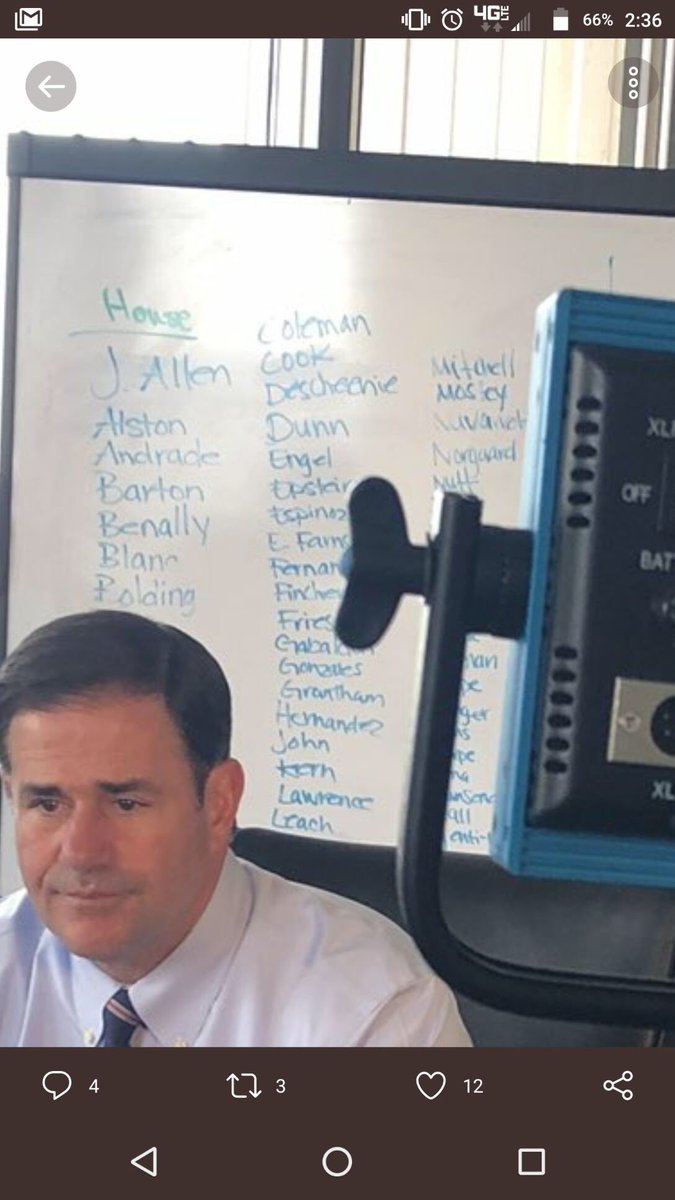 kenclarkforaz's tweet image. Clearly a prop. The only time the governor writes a list is when he calls his dark money funders.