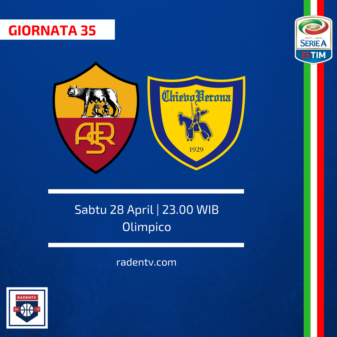 Raden_TV's tweet photo. [FREE LIVE STREAMING]

🏆Serie A
🆚AS Roma vs Chievo Verona
📅Sabtu 28 April 2018
⏱️23.00 WIB
📱https://t.co/TAOt48eRuk
#RomaChievo #SerieA #LiveRaden https://t.co/7JHZ7TSD3N