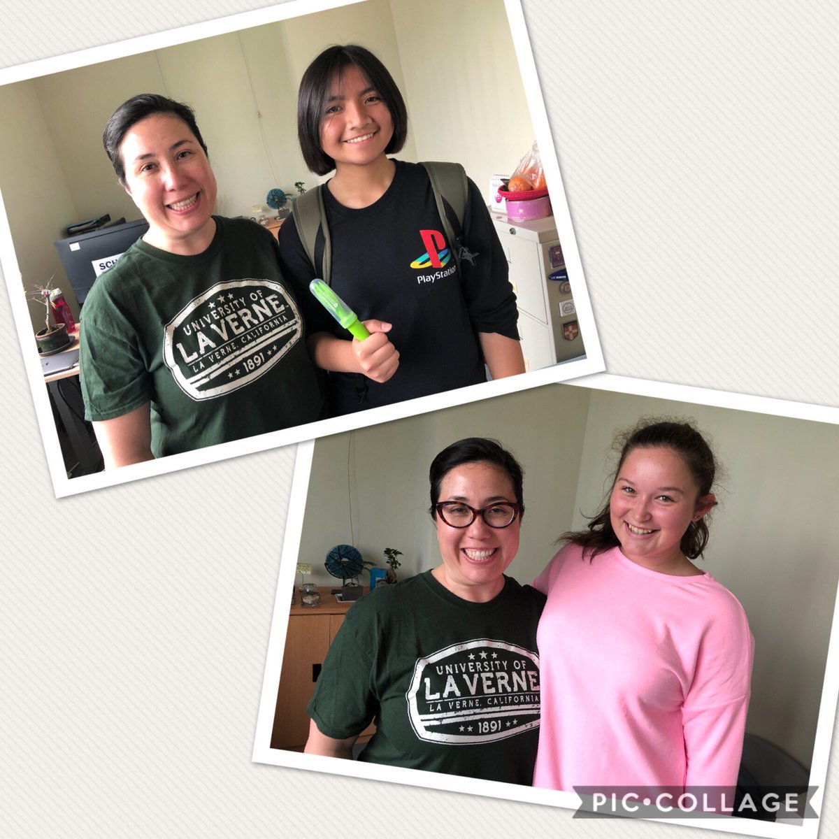 Ana and Becca were the two <a href="/TISMacao/">TIS Macao</a> winners of T-Shirt Friday  featuring <a href="/LaVerneAdmiss/">Univ. of La Verne</a>, being able to answer our LaVerne trivia questions with <a href="/HalfotAlphabet/">Jody Hubert</a>. On our retro theme dress down day nonetheless!